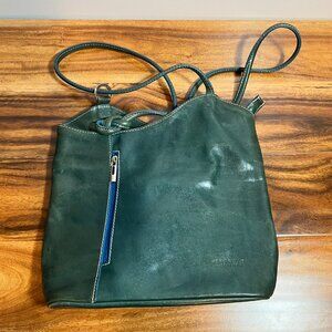 Vera Pelle Backpack Purse Green Leather